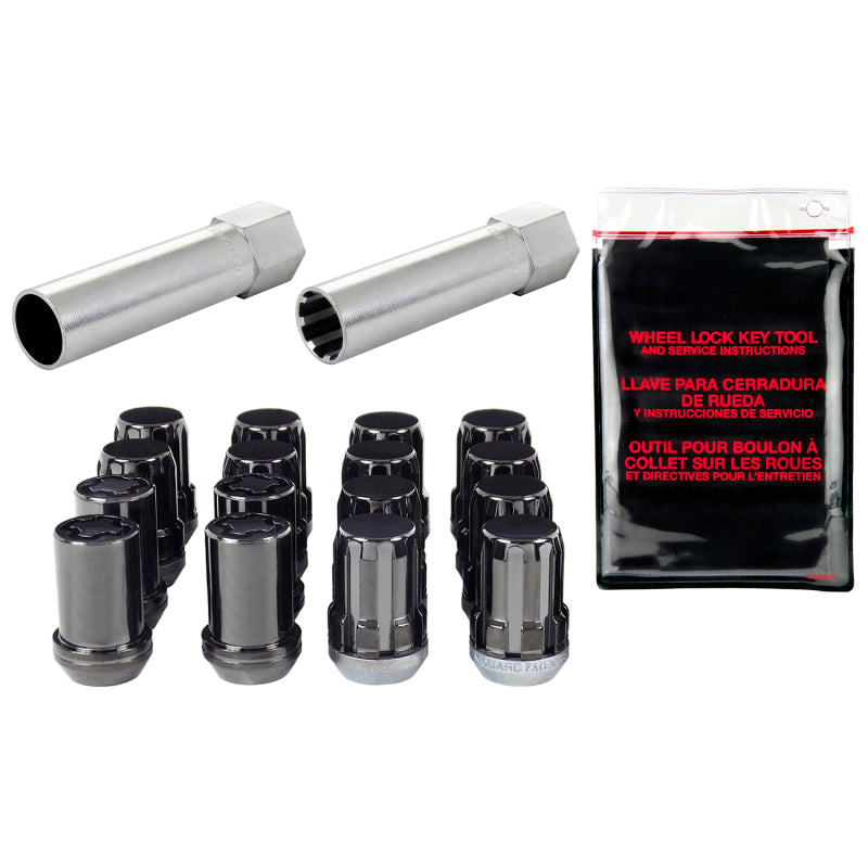McGard SplineDrive Tuner 4 Lug Install Kit w/Locks & Tool (Cone) M12X1.5 / 13/16 Hex - Black 65457BK 65457BK Photo - out of package