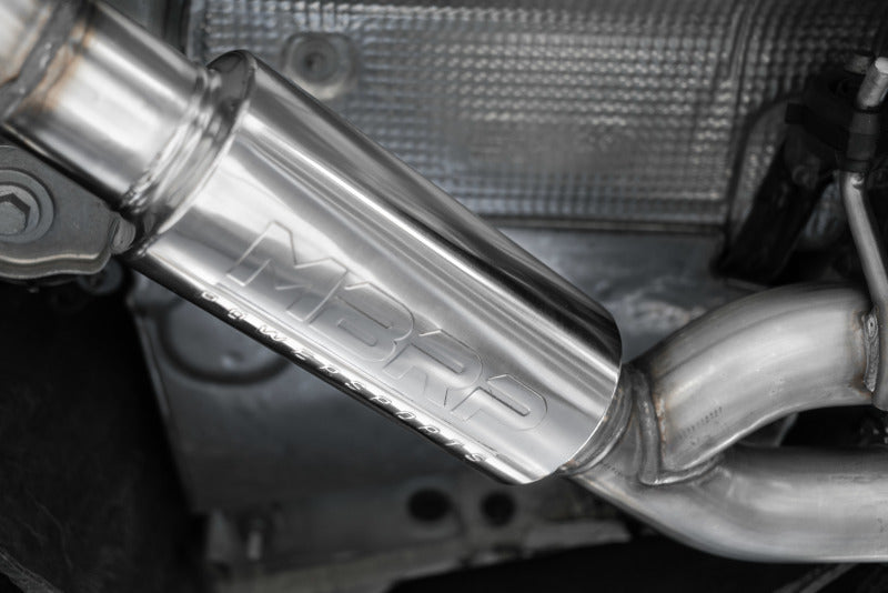 MBRP 18-21 Audi S5 Coupe/S4 Sedan T304 SS 2.5in Cat-Back Quad Rear Exit Exhaust - Carbon Fiber Tips S46073CF S46073CF Photo - Close Up