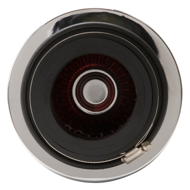Edelbrock Air Filter, Pro-Flo Series, Conical, 3.7" Tall, Red/Chrome 43611 Photo - Unmounted