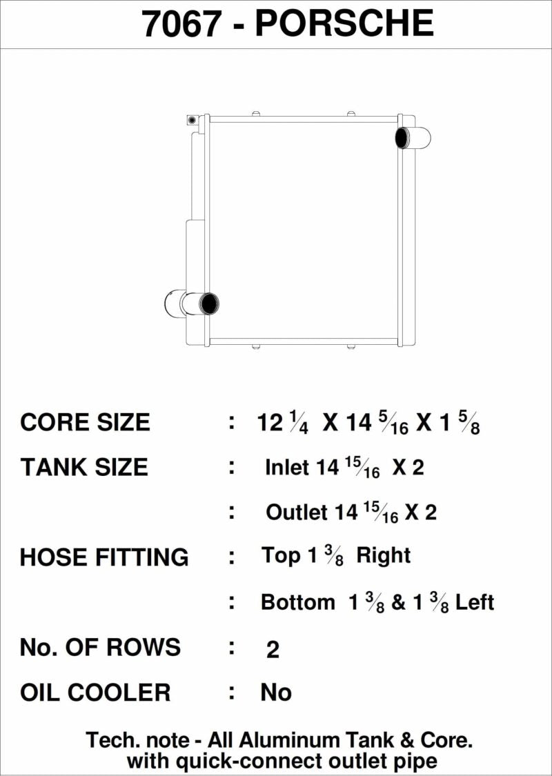CSF Porsche 911 Carrera (991.1)/Boxster (981)/Cayman (981)/GT4-Right Side 7067 Technical Drawing