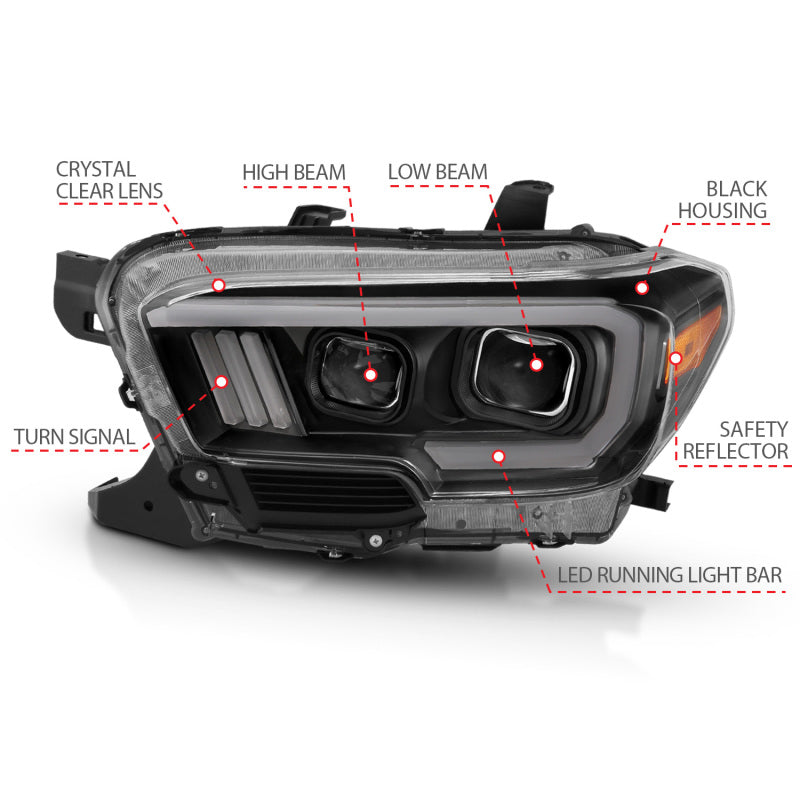 Anzo  16-17 Toyota Tacoma Projector Headlights w/ Plank Style Design 111379 Photo - Unmounted