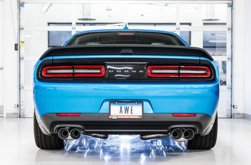 AWE Tuning 2015+ Dodge Challenger 6.4L/6.2L SC Track Edition Exhaust - Quad Chrome Silver Tips 3015-42136 3015-42136 Photo - Mounted