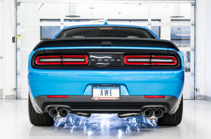 AWE Tuning 2015+ Dodge Challenger 6.4L/6.2L SC Track Edition Exhaust - Quad Chrome Silver Tips 3015-42136 3015-42136 Photo - Mounted