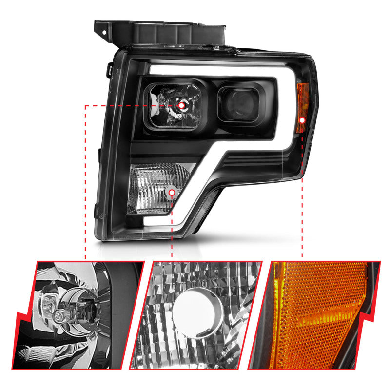 ANZO 2009-2014 Ford F-150 Projector Light Bar H.L Black Amber 111443 111443 User 2
