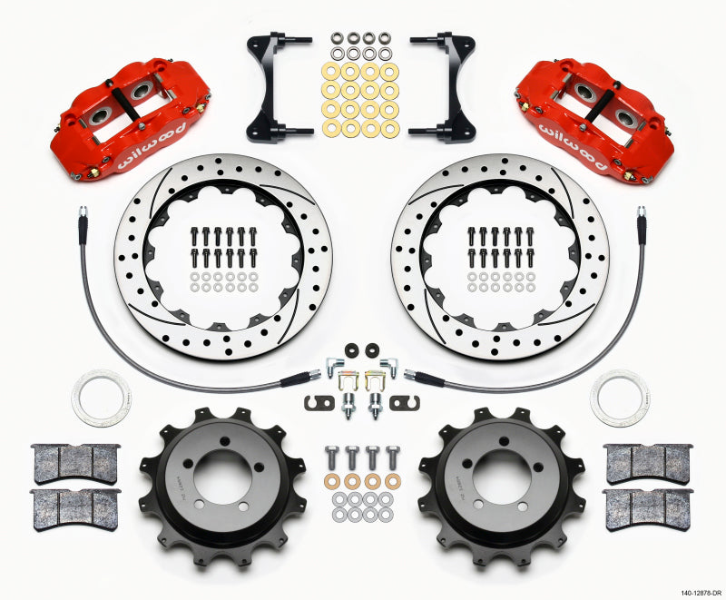 Wilwood Narrow Superlite 4R Rear Kit 12.88in Drilled Red 99-05 WRX / 99-07 Impreza 140-12878-DR 140-12878-DR Photo - Primary