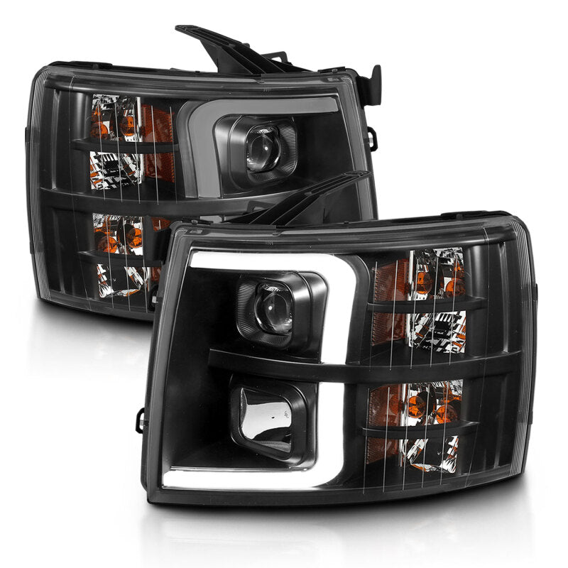 ANZO 07-13 Chevrolet Silverado 3500 Projector Headlights - Black Amber 111480 111480 Photo - Primary