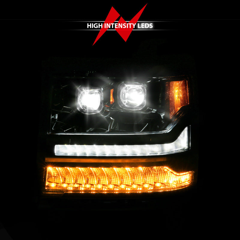 ANZO 16-18 Chevy Silverado 1500 (Factory HID Models ONLY) Full LED Proj Headlights Chrome - Pair 111623A 111623A User 1