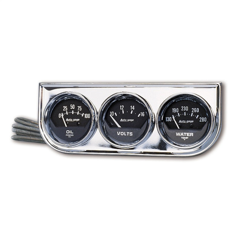 Autometer Guage Console, Oilp/Wtmp/Volt, 2-1/16", 100 Psi/280 °F/16V, Blk Dial 2349 Photo - Primary