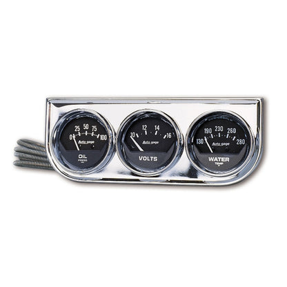 Autometer Guage Console, Oilp/Wtmp/Volt, 2-1/16", 100 Psi/280 °F/16V, Blk Dial 2349 Photo - Primary