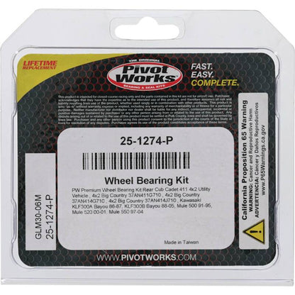 Pivot Works Cub Cadet, Kawasaki Wheel Bearing Kit Premium Bearings 25-1274-P 25-1274-P Photo - Primary