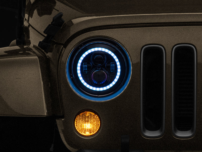 Raxiom 97-18 Jeep Wrangler TJ/JK Axial 7-Inch LED Headlights w/RGB Halo- Blk Hsng (Clear Lens) J142665 J142665 Photo - Close Up