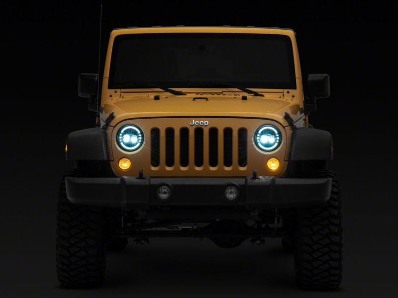 Raxiom 97-18 Jeep Wrangler TJ & JK Axial 7-In LED Headlights w/ DRL- Chrome Housing (Clear Lens) J155569 J155569 Photo - Close Up