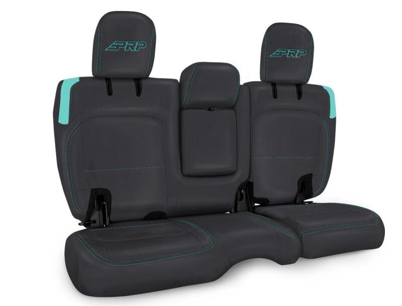 PRP Seats PRP Jeep Wrangler JL Rear Bench CoversU - 4 door with Armrest - Black/Teal B044-09 B044-09 Photo - Primary