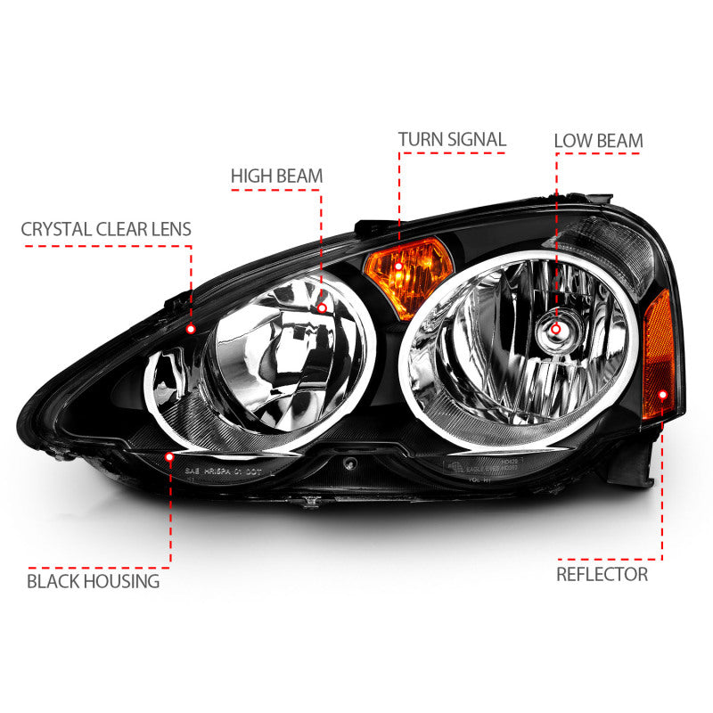 Anzo 2002-2004 Acura Rsx Crystal Headlights Black 121209 Photo - out of package