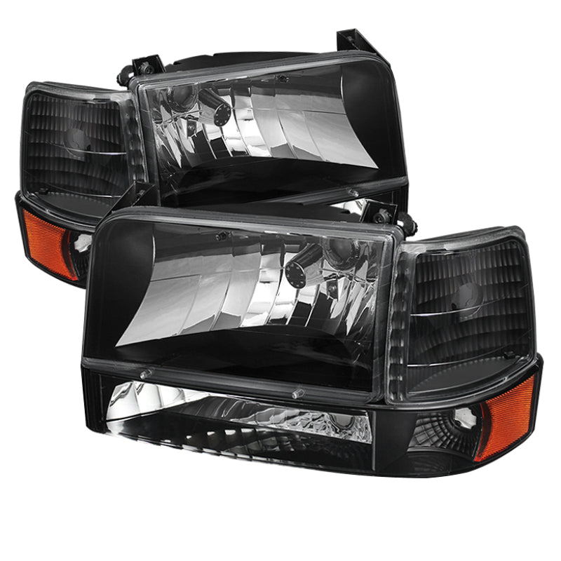 SPYDER Xtune Ford F150/Bronco 92-96 Headlights w/Corner Bumper 6pcs Amber- Black HD-JH-FB92-SET-AM-BK 5073136 5073136 Photo - Primary