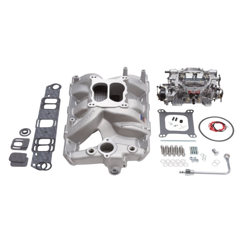 Edelbrock Manifold and Carb Kit, Performer RPM, Pontiac, Natural Finish 2056 Photo - Primary
