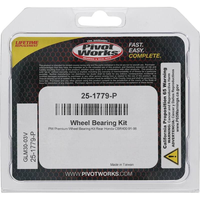 Pivot Works Honda Wheel Bearing Kit Premium Bearings 25-1779-P 25-1779-P Photo - Primary