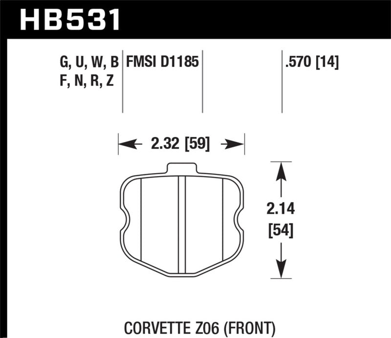 Hawk Performance Hawk 2008 Chevrolet Corvette 7.0L 427 Limited Edition Z06 (Incl.Shims Pins) Front ER-1 Brake Pads HB531D.570 HB531D.570 Photo - Primary
