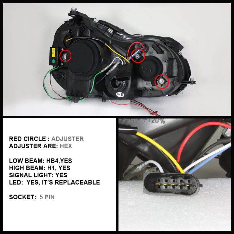 Spyder Mercedes Benz CLK 03-09 Projector Halogen Model- LED Halo DRL Chrm PRO-YD-MBCLK03-DRL-C 5038029 5038029 User 1