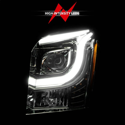 ANZO 2015-2017 GMC Yukon XL Projector Headlights W Lightbar - Chrome/Amber 111536 111536 Photo - Unmounted