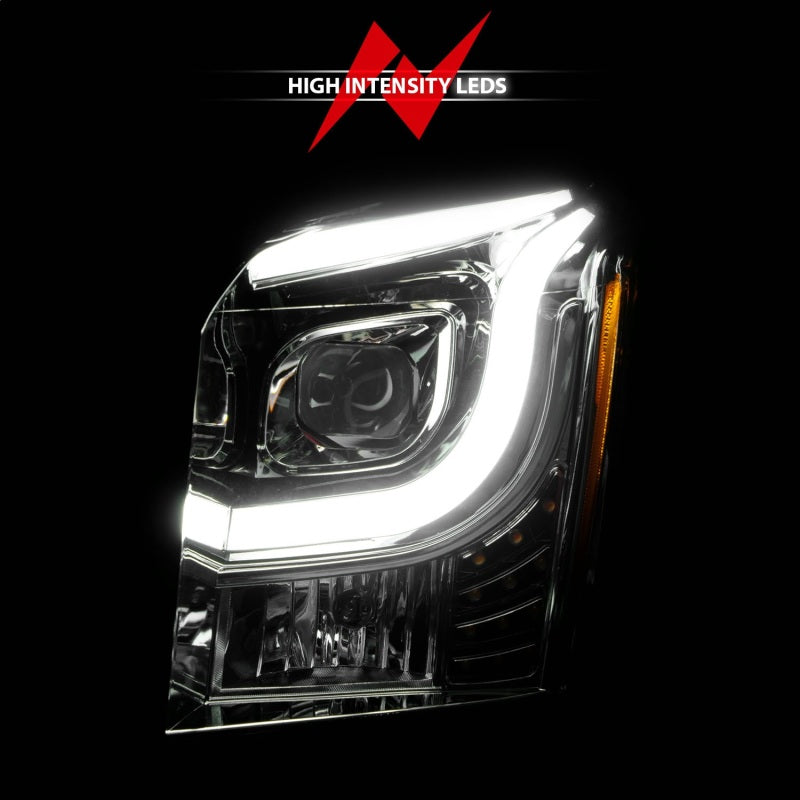 ANZO 2015-2017 GMC Yukon XL Projector Headlights W Lightbar - Chrome/Amber 111536 111536 Photo - Unmounted