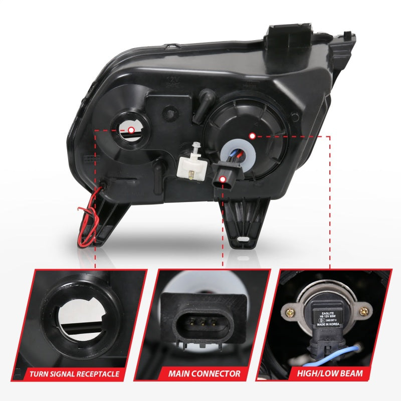 Anzo 2010-2014 Ford Mustang Projector Headlights w/ Halo Black (CCFL) 121323 Photo - Unmounted