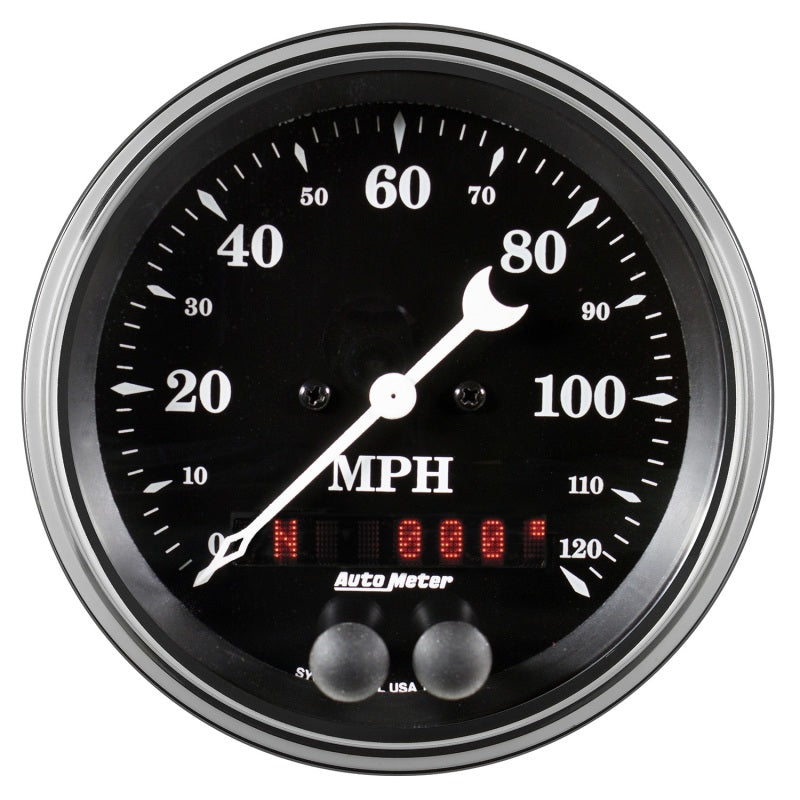 Autometer Gauge, Speedometer, 3 3/8", 120mph, Gps, Old Tyme Black 1749 Photo - Primary