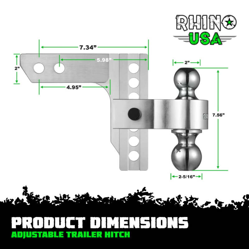Rhino USA 6In Heavy Duty Drop Hitch - 2In (Silver) RG-HTDROP2-SVR RG-HTDROP2-SVR User 6