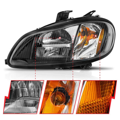ANZO 2002-2014 Freightliner M2 LED Crystal Headlights Black Housing w/ Clear Lens (Pair) 131030 131030 Photo - Unmounted