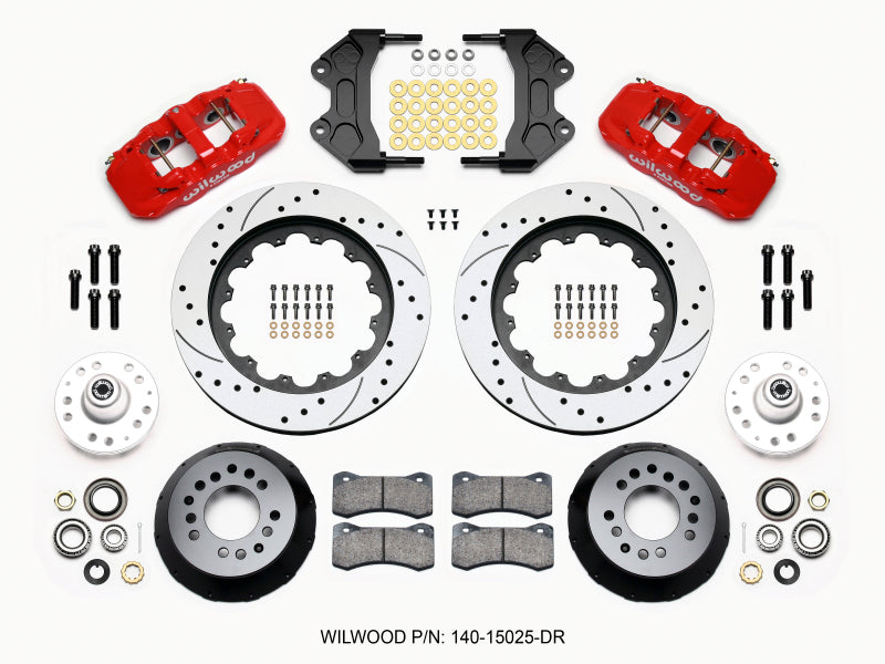 Wilwood AERO6 Front Hub Kit 15.00 Drilled-Red WWE ProSpindle 140-15025-DR 140-15025-DR Photo - Primary