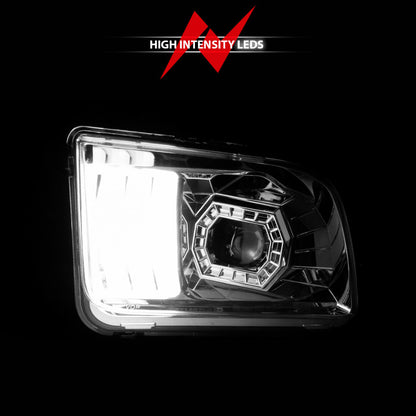 ANZO 05-09 Ford Mustang (w/Factory Halogen HL Only) Projector Headlights w/Light Bar Chrome Housing 121567 121567 Photo - Unmounted