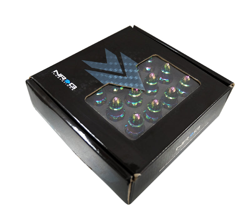 NRG M12 x 1.5 Steel Lug Nut Set  Bullet Shape 21 pc Neochrome W/ Lock Key LN-LS500MC-21 Photo - Primary