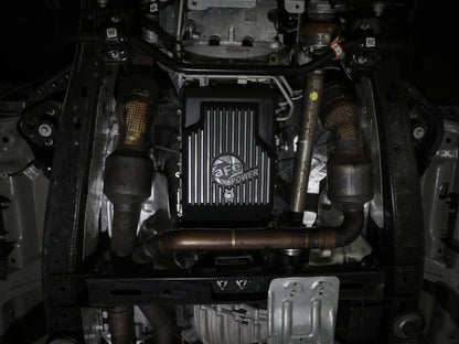 aFe 17-24 Ford F-150 10R60/10R80 Pro Series Rear Transmission Pan Black w/ Machined Fins 46-71330B 46-71330B Photo - Mounted