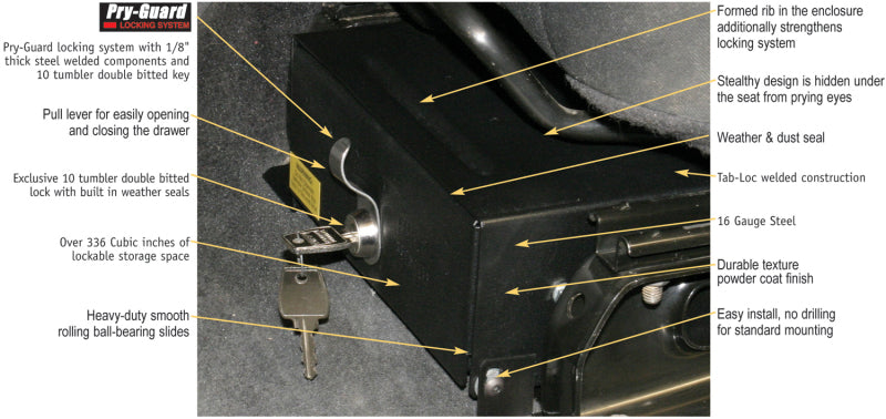 Tuffy Products Tuffy Jeep Wrangler Underseat Drawer Nonflip Seat W/ Keyed Lock 248-01 248-01 Photo - Close Up
