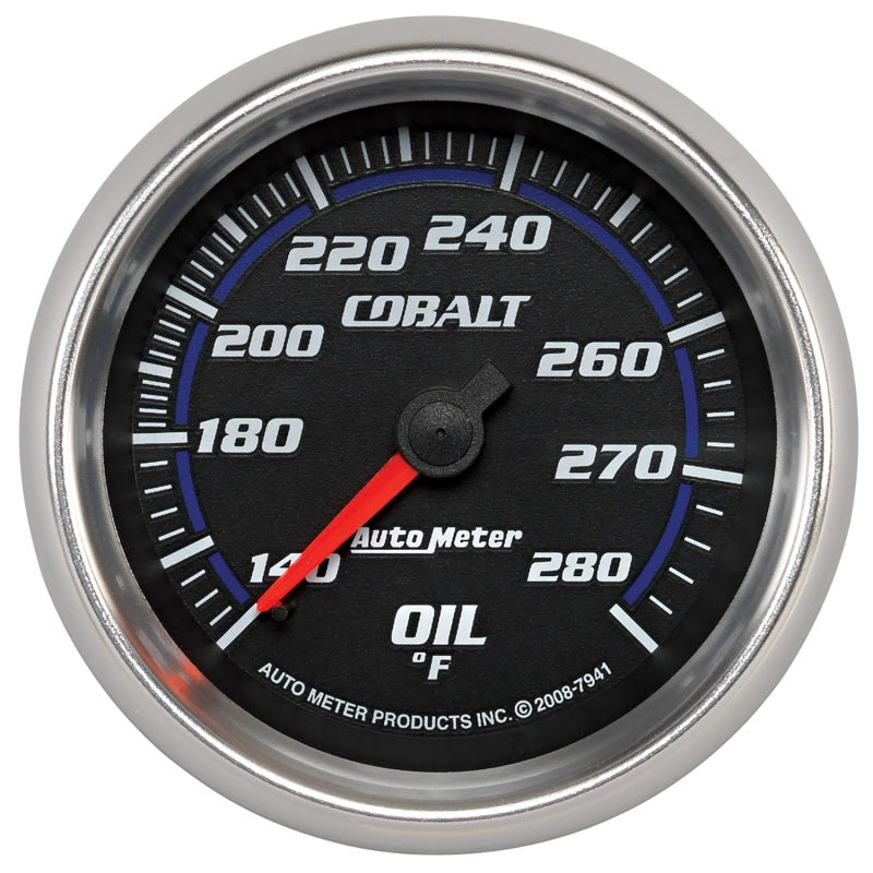 Autometer Gauge, Oil Temp, 2 5/8", 140-280 Deg. F, Mechanical, Cobalt 7941 Photo - Primary
