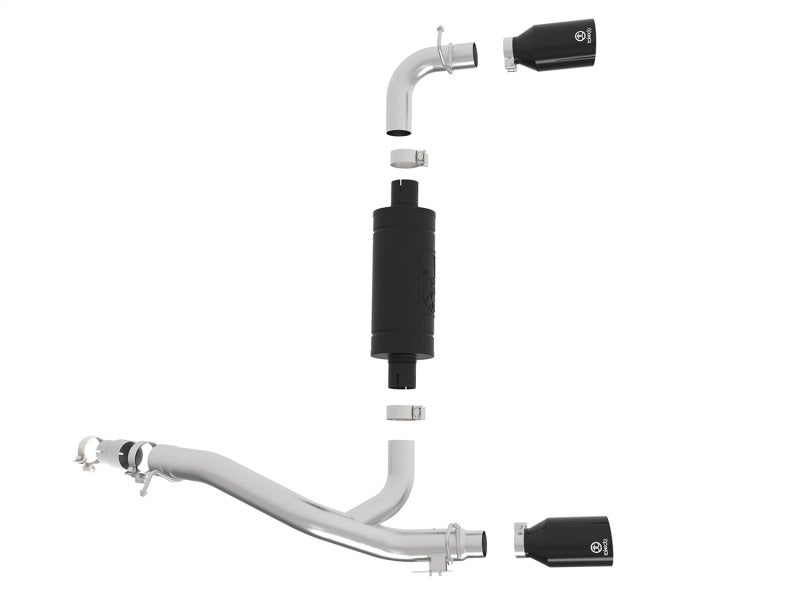 aFe Takeda 3in 304 SS Axle-Back Exhaust System w/ Black Tip 16-18 Ford 49-33104-B Photo - Unmounted