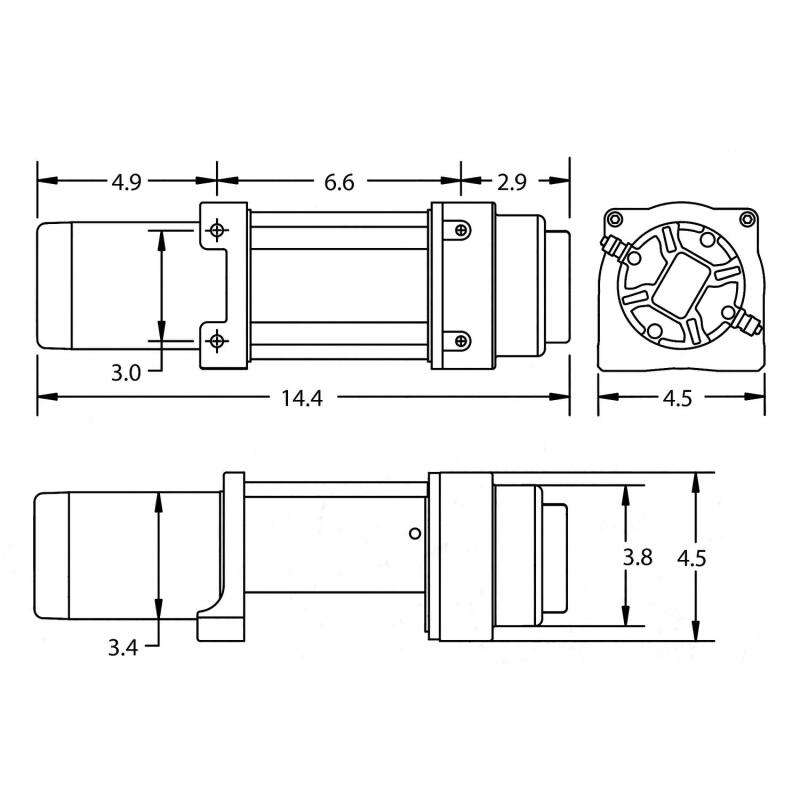 Superwinch 4500 LBS 12V DC 1/4in x 50ft Synthetic Rope Terra 4500SR Winch - Gray Wrinkle 1145270 1145270 Line Art