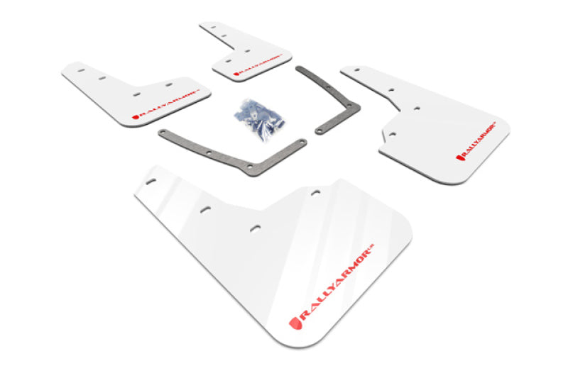 Rally Armor 16-19 Honda Civic Si UR White Mud Flap w/ Red Logo MF50-UR-WH/RD MF50-UR-WH/RD Photo - Primary