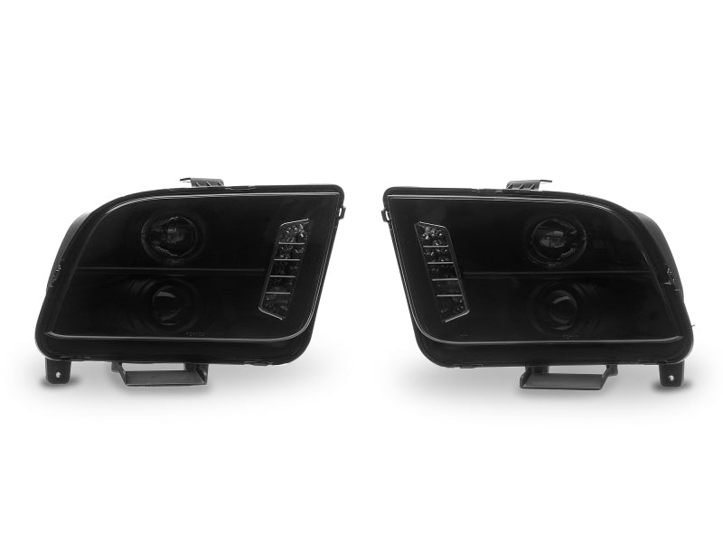 Raxiom 05-09 Ford Mustang w/ Halogen LED Halo Prjctr Headlights-Blk Hsng(Smoked Lens Exclude GT500) 49128 49128 Photo - Close Up