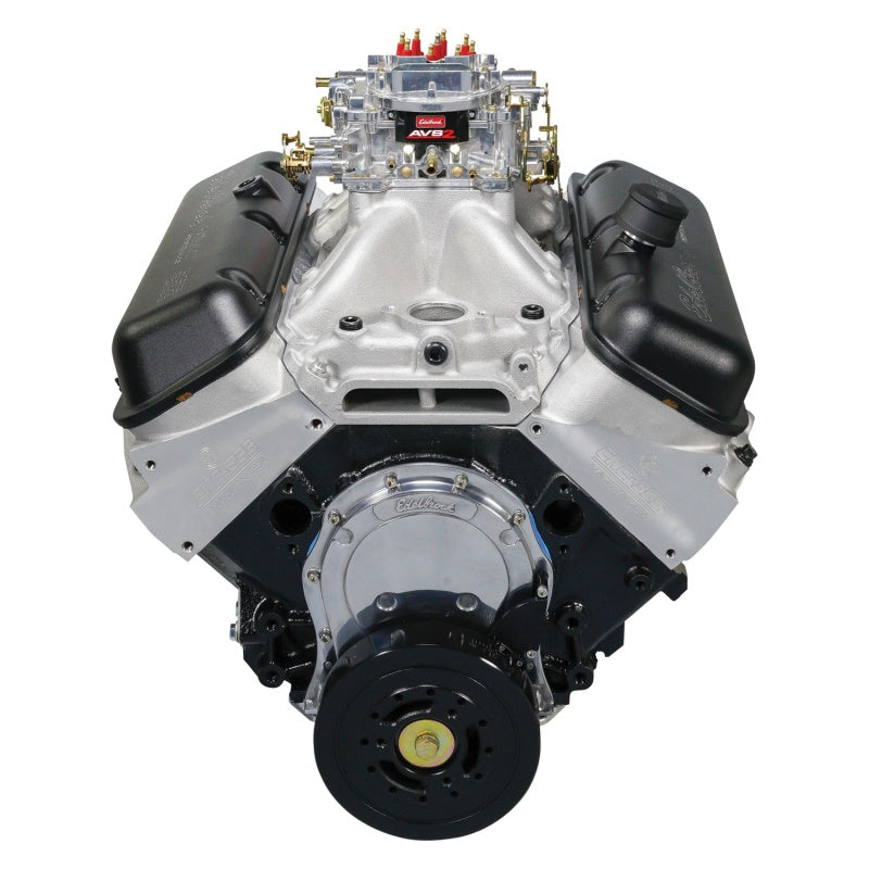 Edelbrock Crate Engine Edelbrock/Pat Musi 555 RPM XT BBC 675 HP Stock Exhaust Port Location 49550 49550 Photo - Unmounted