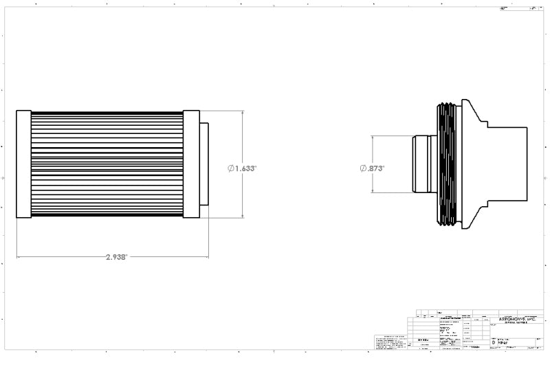 Aeromotive 100 Micron Stainless Filter Male AN-08 12379 Technical Drawing