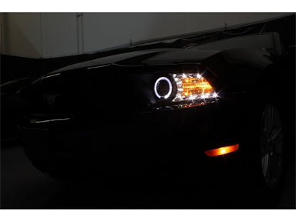 Spyder Ford Mustang 99-04 Projector Headlights LED Halo Black High H1 Low H1 PRO-YD-FM99-1PC-AM-BK 5010445 5010445 Photo - Mounted