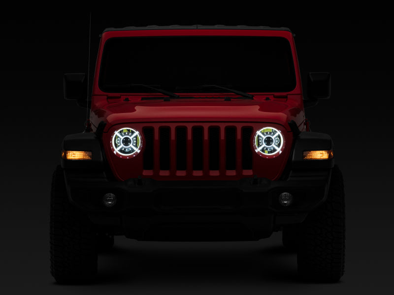 Raxiom 18-22 Jeep Wrangler JL/ JT 9-Inch LED Headlights w/ DRL and Halo- Black Housing (Clear Lens) J137646 J137646 Photo - Close Up