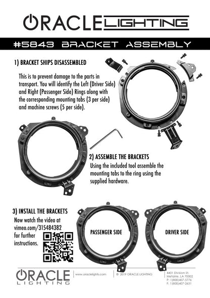 ORACLE Lighting Oracle Jeep Wrangler JL/ Gladiator JT Adjustable 7in. Headlight Brackets (Pair) 5843-504 5843-504 Installation Instructions