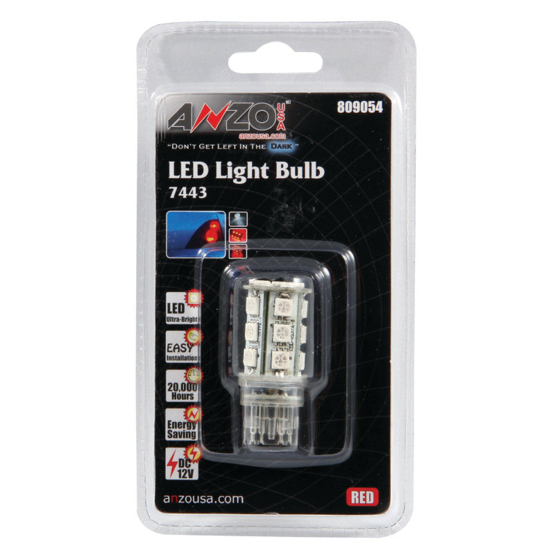 ANZO LED Bulbs Universal 7443 Red - 18 LEDs 1 3/4in Tall 809054 809054 Photo - Primary