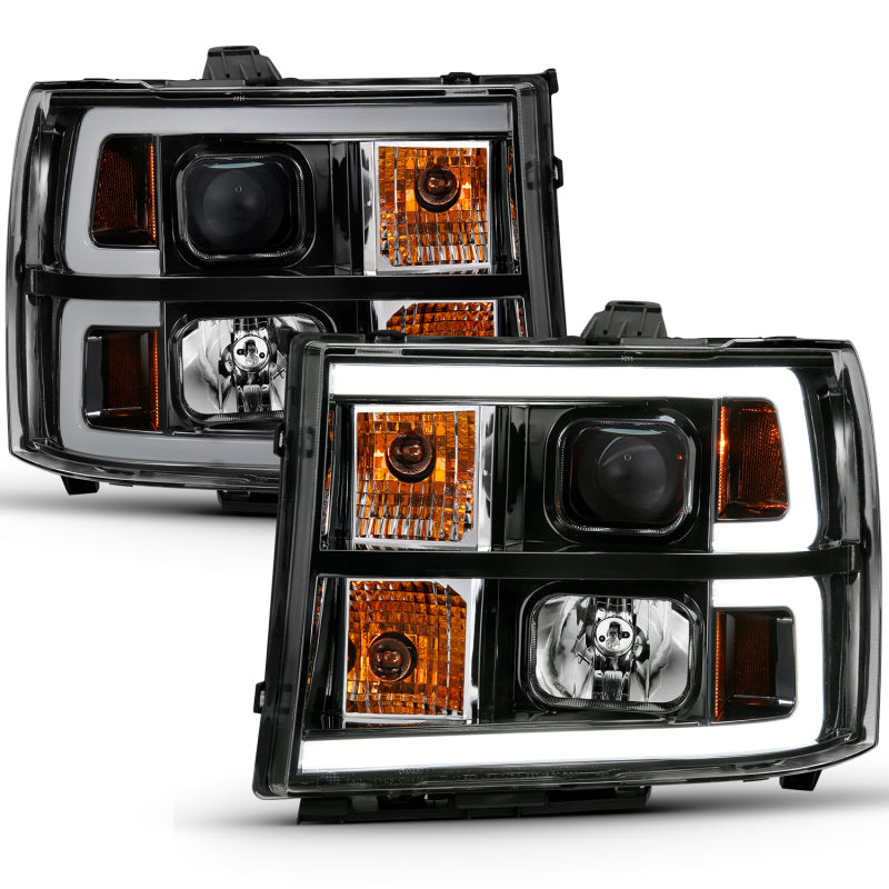 ANZO 2007-2013 Gmc Sierra 1500 Projector Headlight Plank Style Black w/ Clear Lens Amber 111482 111482 User 1