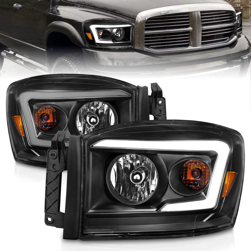Anzo 06-09 Dodge RAM 1500/2500/3500 Headlights Black Housing/Clear Lens (w/ Light Bars) 111524 111524 Photo - Primary