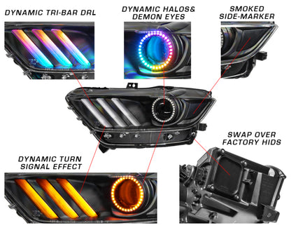 ORACLE Lighting Oracle 15-17 Ford Mustang Dynamic RGB+A Pre-Assembled Headlights - Black Edition - ColorSHIFT 8199-332 8199-332 Product Specifications Sheet