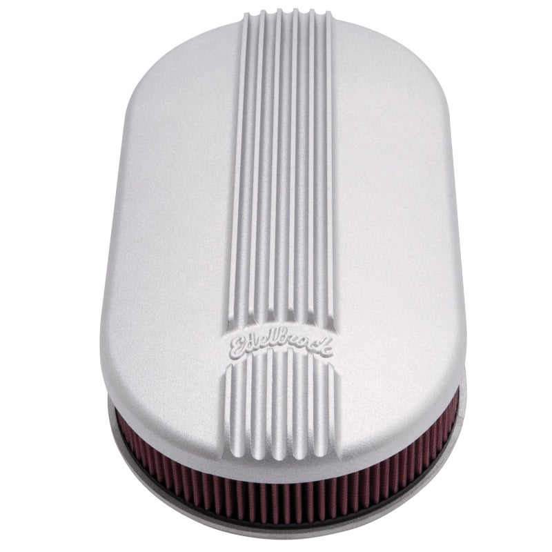 Edelbrock Air Cleaner, Classic Series, Oval, Aluminum Top, Cloth Element, 17.5 " 41199 Photo - Unmounted