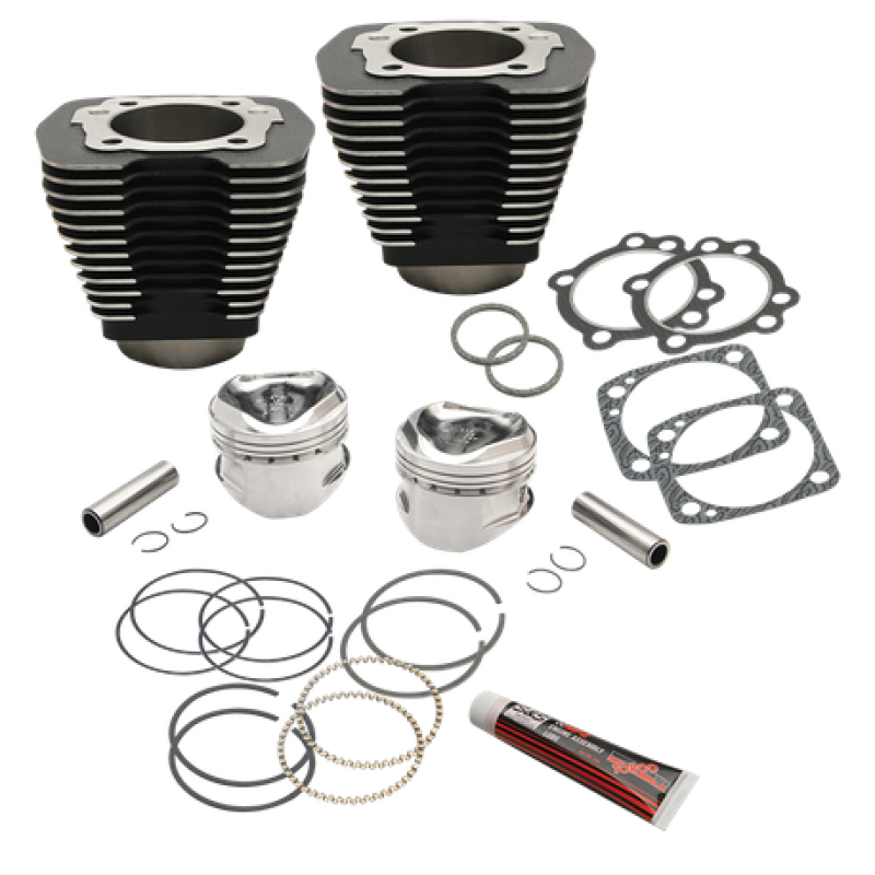 S&S Cycle 84-99 BT 96in 3-5/8in Big Bore Cylinder & Piston Kit For S&S SH96 Engines - Wrinkle Black 91-7707